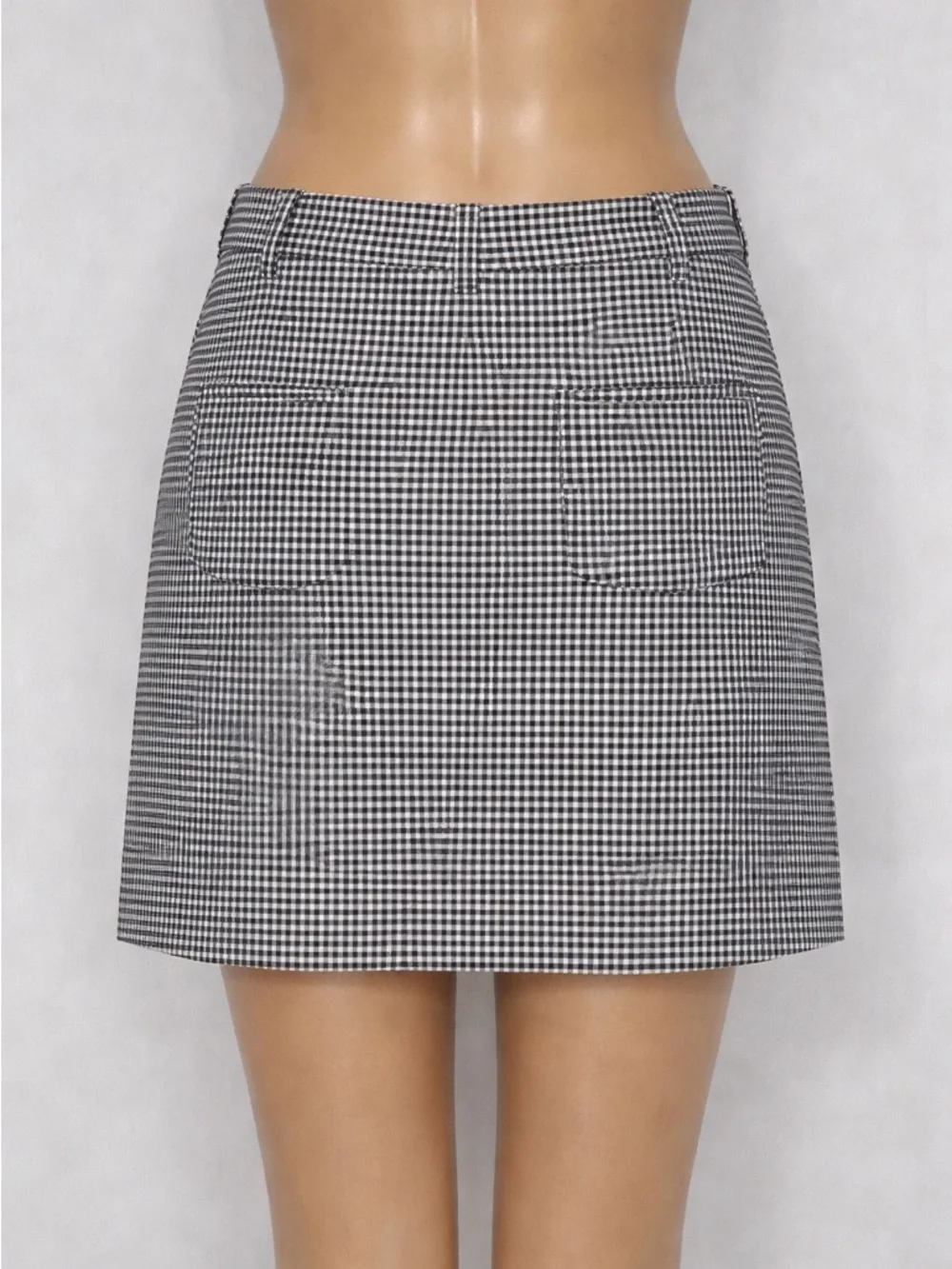 Black White Gingham Mini Skirt A-Line - Picture 4 of 4